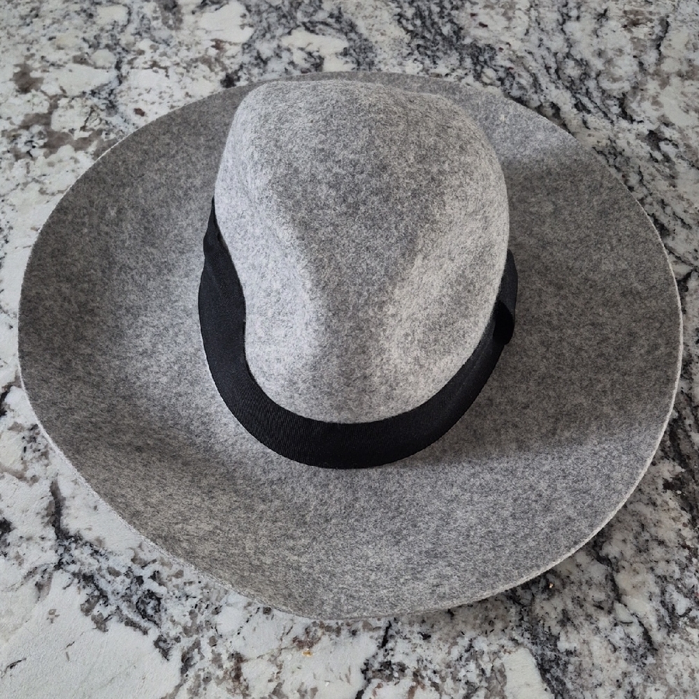 Womens Abercrombie & Fitch Wool Heather Gray Wide-Brim Hat